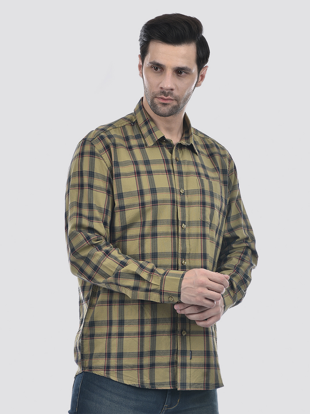 Numero Uno Men Checkered Dark Green Shirt